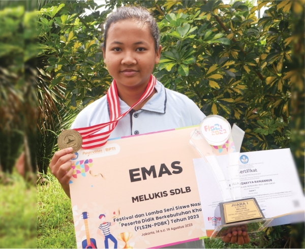 Aqilla Dzakyya Raihannun, Juara 1 FLS2N 2023 Tingkat Nasional Cabang Lomba Melukis SDLB, Anak Tuna Rungu dari SLB B Dena Upakara Wonosobo