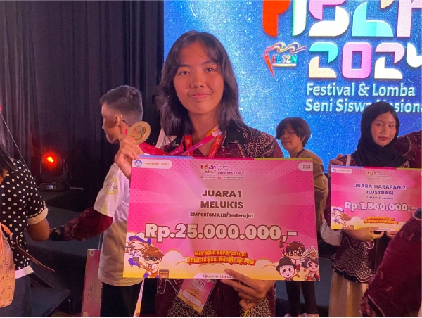 Natasya Valentina, Juara 1 FLS2N 2024 Cabang Lomba Melukis SMPLB, Anak Tuna Rungu dari SLB B Dena Upakara Wonosobo